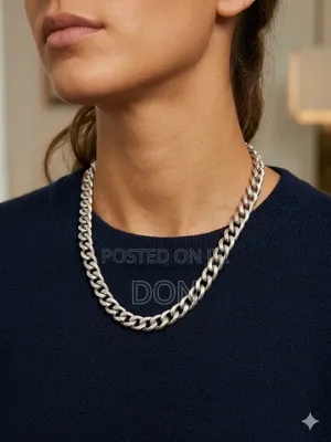 Silver Tone Curb Chain Necklace