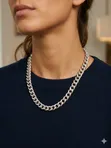 Silver Tone Curb Chain Necklace - 1