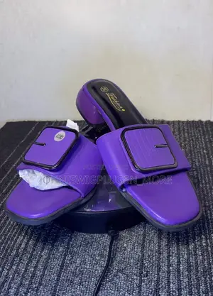 Block-Heel Sandals - Purple & Black
