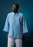 Angelsdot Clothing Men's Blue Cotton Shirt - 2