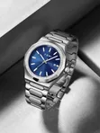 Men's Luxury Stainless Steel Watch - Blue Dial | TOMI - 4