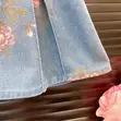 Girls' Floral Denim Dress with Belt | Sizes 110-140 - 3