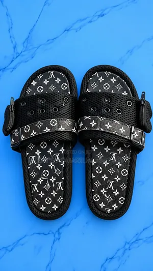 Louis Vuitton Unisex Slides - Black Logo Batik