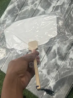 White Fan with Wooden Handle