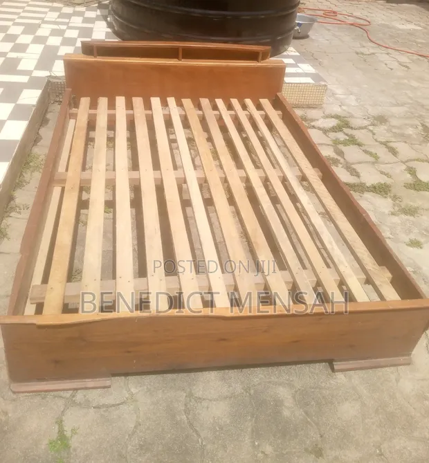 Standard Wooden Double Bed Frame with Slabs - 1