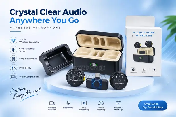 Wireless Lavalier Microphone Set - Dual Mic, Clear Audio - 1
