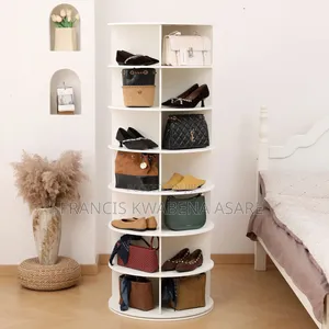 Rotatable 7-Layer Shoe Rack - White