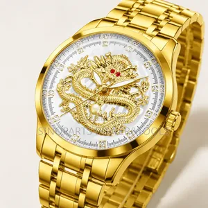 Gold-Tone Dragon Quartz Men's Watch