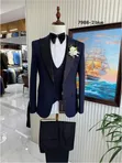 Classic Men's 3-Piece Tuxedo Suit with Crystals - Blue-Black - 1