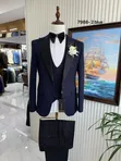 Classic Men's 3-Piece Tuxedo Suit with Crystals - Blue-Black - 2