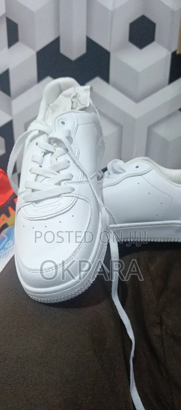 Men's White Leather Sneakers - 1