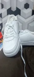 Men's White Leather Sneakers - 1