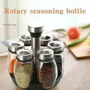 7pcs Rotating Spice Jar Set with Rack