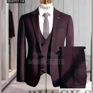 Classic Burgundy 3-Piece Men's Suit