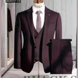 Classic Burgundy 3-Piece Men's Suit - 1