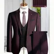 Classic Burgundy 3-Piece Men's Suit - 2