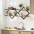 2pcs Double-Layer Geometric Diamond Wall Floating Shelf - 4