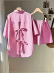 Ladies' A&D Casual Top and Shorts Set - 1