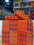 Orange and Purple Bonwire Kente Fabric - 1