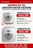Ariston 30L Instant Water Heater - Made in Italy - 2