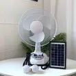 Portable Solar Rechargeable Table Fan with 2 LED Bulbs, 16-inch - 2