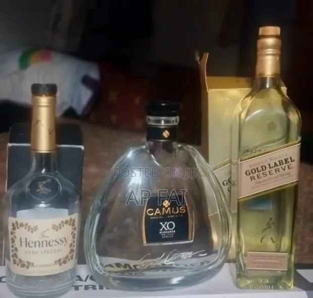 Empty Liquor Bottles - Hennessy, Johnny Walker, Camus - 1