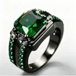 Men's Diamond and Emerald Ring - 2