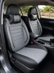 Leather Front / Material Rear Diamond Stitch Seat Cover - Universal - 1