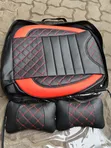 Leather Front / Material Rear Diamond Stitch Seat Cover - Universal - 4