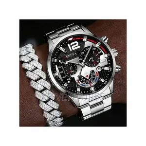 Men's Luxury Quartz Business Casual Watch with Cuban Chain Bracelet