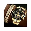 Men's Luxury Quartz Business Casual Watch with Cuban Chain Bracelet - 2