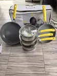 18pcs Stainless Steel Cookware Set with Yellow Handles - 2
