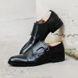 John Foster Executive Patent Black Double Strap Casual Loafer - 1