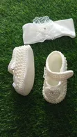 Baby Girls Christening Shoe with Headband - 2