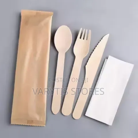 Disposable Wooden Cutlery Set (100 Sets) - 1