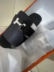 Hermes Slippers - Black Leather - 1