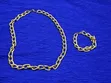 Gold Tone Curb Link Necklace with Bracelet - 1