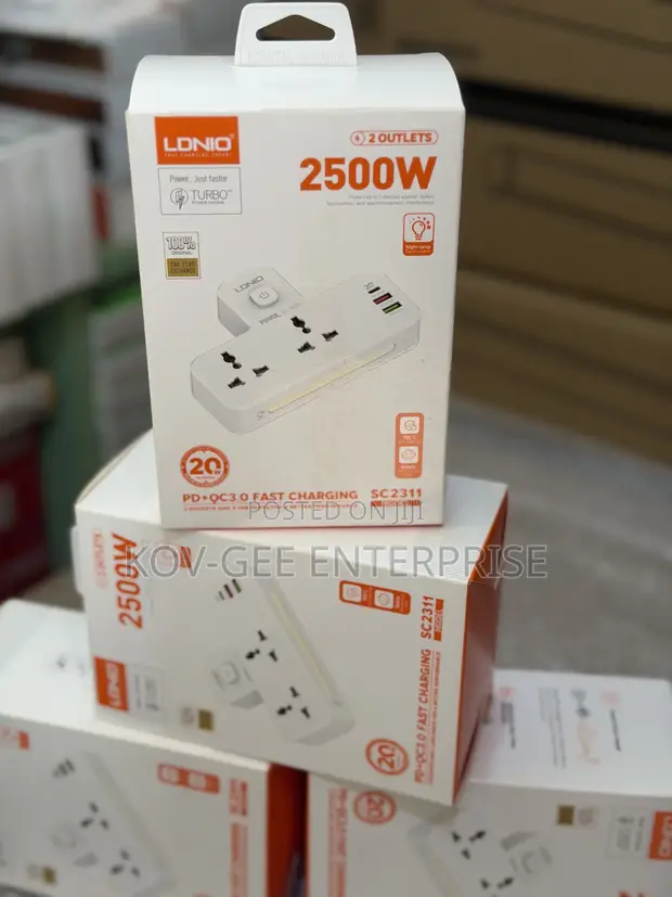 LDNIO SC2311 2-Outlet Portable Extension Socket with Night Lamp - 1