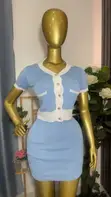 Two Piece Blue and White Classic Clothing Set - 1