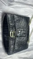 Stylish Black Crocodile Print Shoulder Bag - 2