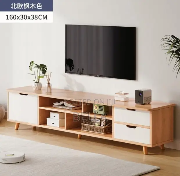B3 TV Stand with Drawers - Brown Wood - 1