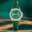 Green Dial Quartz Wristwatch with Crystal Bezel - 2
