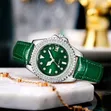Green Dial Quartz Wristwatch with Crystal Bezel - 3