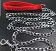 Heavy Duty Stainless Steel Dog Leash Chain with Red Nylon Handle - 2