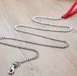 Heavy Duty Stainless Steel Dog Leash Chain with Red Nylon Handle - 3