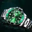 Wove Green Dial Luminous Men's Stainless Steel Quartz Watch - 1