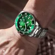 Wove Green Dial Luminous Men's Stainless Steel Quartz Watch - 2