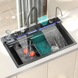 Modern Waterfall Kitchen Sink with Tap & Accessories