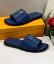 Hermes Blue Leather Men's Slippers - 3