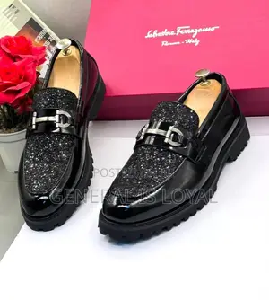 Salvatore Ferragamo Black Leather Fashion Loafers